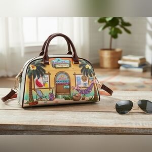 Nicole Lee 3D Convertible Shoulder Bag Satchel Crossbody Sun and Sand Palm Dome